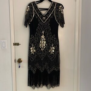 Black and Gold Flapper Dress